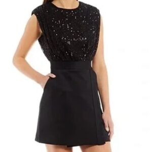 LDT Dress sparkle black size 8 Beaded Career formal pockets‎ high neck  Dress